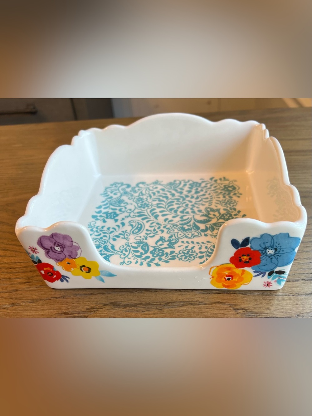 Pioneer Woman Flea Market Floral Square Napkin Holder Stoneware